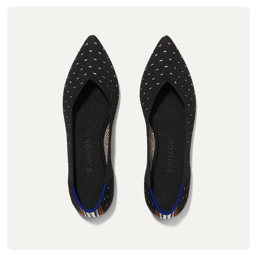 Rothy's Black Ivory Polka Dot The Point